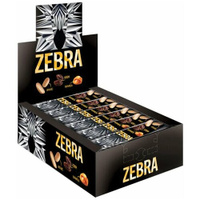 Батончик вафельный глазированный ZEBRA с изюмом и арахисом в мягкой карамели, 40 г, в шоубоксе, ЯВ252 Zebra