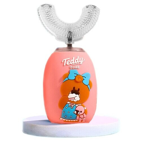 Детская электрическая зубная щетка Teddy, cистема отбеливания, массаж десен, Xparkle Teddy, розовая Optim