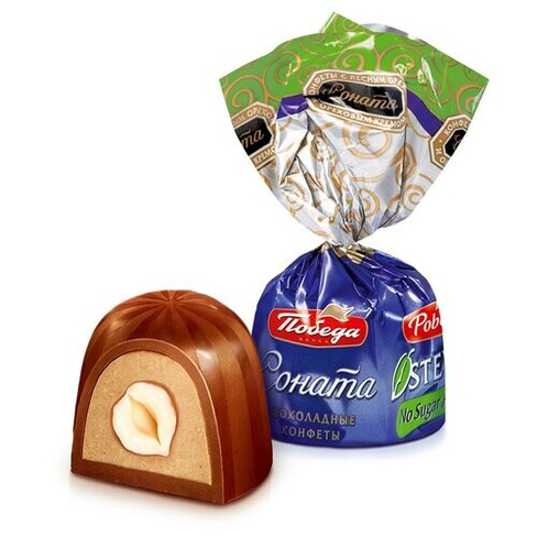 Конфеты Победа вкуса Соната шоколадные с лесным орехом без добавления сахара, 2 кг, картонная коробка