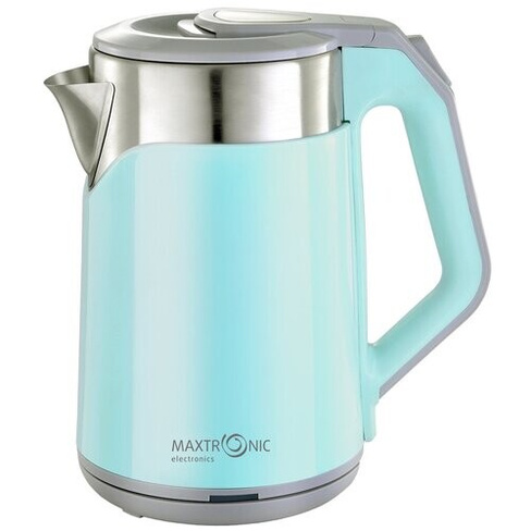 Чайник электрический MAXTRONIC MAX-1018, пластик, колба металл, 2.3 л, 1800 Вт, голубой 6488311 Сима-ленд