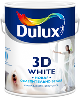 Краска Dulux ВД Ослепительно Белая 3D для стен и потолков матовая 10л