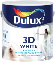 Краска Dulux ВД Ослепительно Белая 3D для стен и потолков матовая 2, 5 л