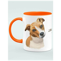 Кружка Джек Рассел собака оранжевый цвет Нет бренда