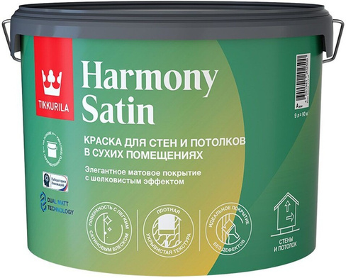 TIKKURILA Harmony Satin base A краска для стен и потолков экологичная матовая (9л)