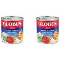 Globus Овощные консервы Фасоль белая в томатном соусе, 400 г, 2 шт
