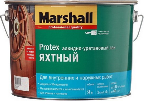 Лак яхтный PROTEX п/матовый 9 л x 1