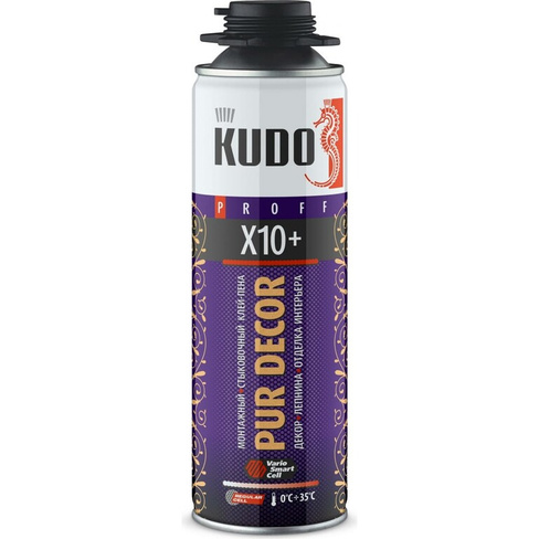Монтажный и стыковочный клей-пена KUDO PUR DECOR Х10+
