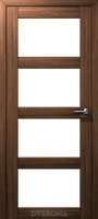 Межкомнатные двери КВАТРО экошпон Грецкий орех стекло сатин