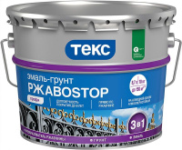 ТЕКС РжавоStop эмаль-грунт 3в1 по ржавчине серый глянцевый (10кг)