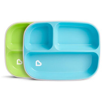 Munchkin набор тарелок секционных Splash™ 2шт. 6+, светло-голубой, светло-зеленый
